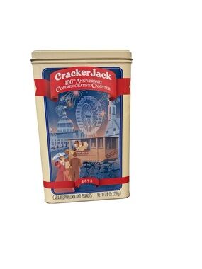 Cracker Jack 100th Anniversary Commemorative Canister - Cream & Blue